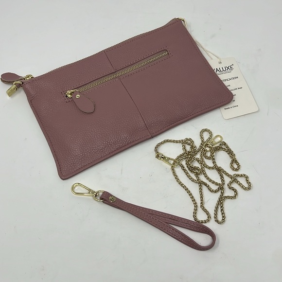 YALUXE Leather Wristlet Clutch Wallet Purse Envelope Style Crossbody Bag Pink - Picture 5 of 8